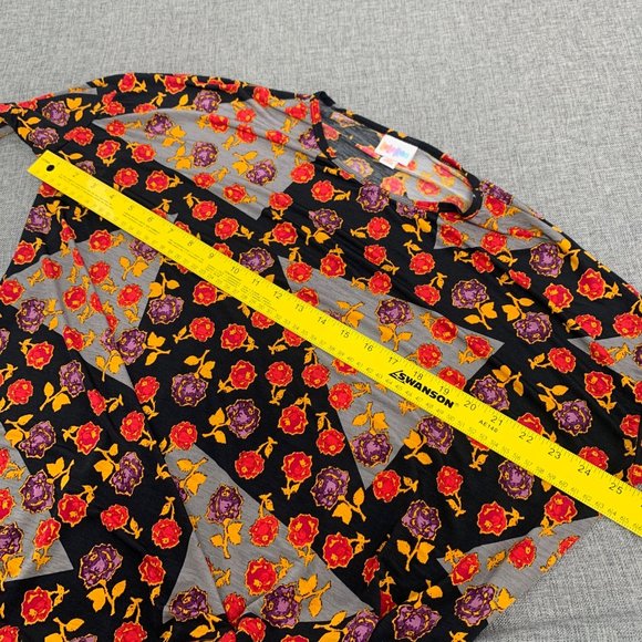LuLaRoe Irma Floral Tunic Top Size XS Relaxed Fit Black Red Purple Mustard Gray - Picture 9 of 11